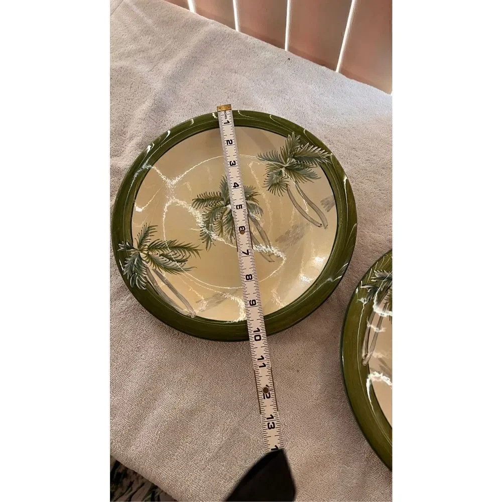 Tropical Breeze Sakura Oneida Palm Tree Dinner Plate Dish Set of Two 10